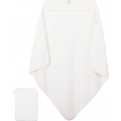 NC Eveil Et Nature Cape De Bain Et Gant 75x75 Cm Coton Bio Ecru