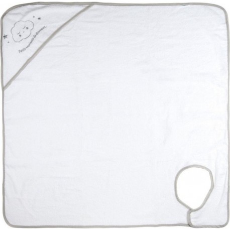 Cape De Bain Bébé attache Cou 70x70cm Blanc