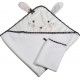 Sortie De Bain Lapin 75x75cm Et Gant En Coton Blanc