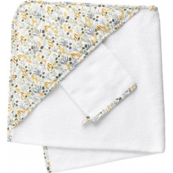 Cape De Bain Et Gant En Coton Blanc