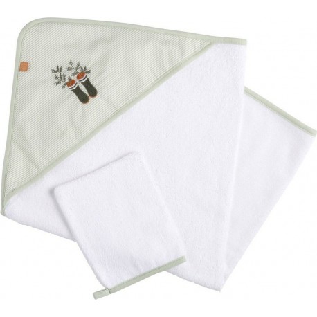 Cape De Bain 75x75cm Plus Gant En Coton Blanc