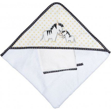 Cape De Bain Plus Gant En Coton Blanc