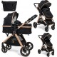 NC Bebelissimo Poussette Transformable Combinée Convertible 2 En 1 Poids 0-22Kg Nicea Noir