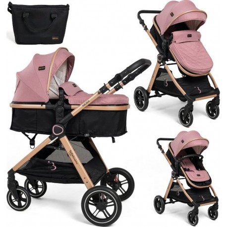 NC Bebelissimo Poussette Transformable Combinée Convertible 2 En 1 Poids 0-22Kg Nicea Rose