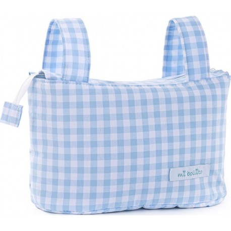 NC Sac Organisateur Pour Poussette De Bébé Mi Bollito Bleu Vichy 15 X 18 X 45 Cm