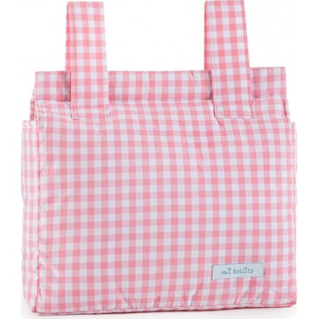 NC Sac Organisateur Pour Poussette De Bébé Mi Bollito Rose Vichy 10 X 35 X 35 Cm