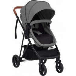 Clair Poussette Pour Bébé 2-en-1 Gris Et Noir Acier Vidaxl