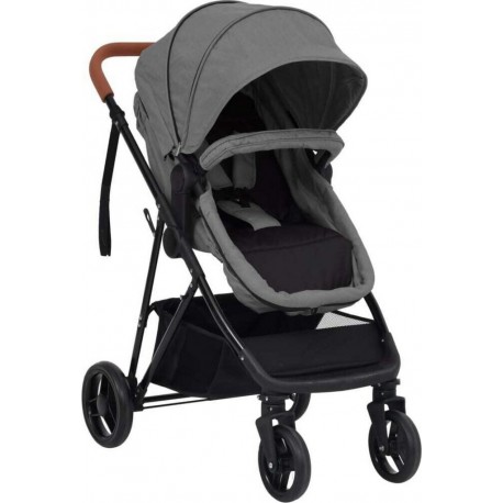 Clair Poussette Pour Bébé 2-en-1 Gris Et Noir Acier Vidaxl