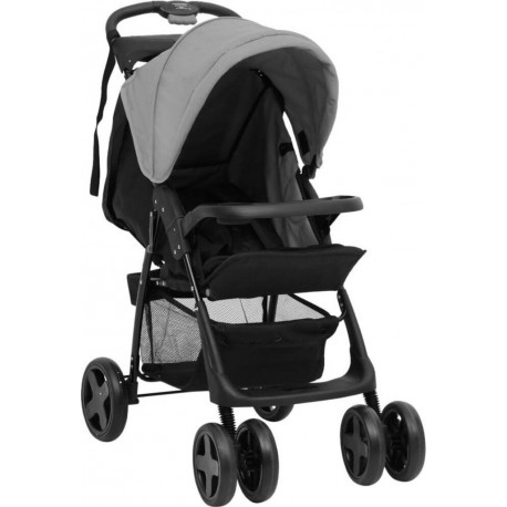 Clair Poussette Pour Bébé 2-en-1 Gris Et Noir Acier Vidaxl