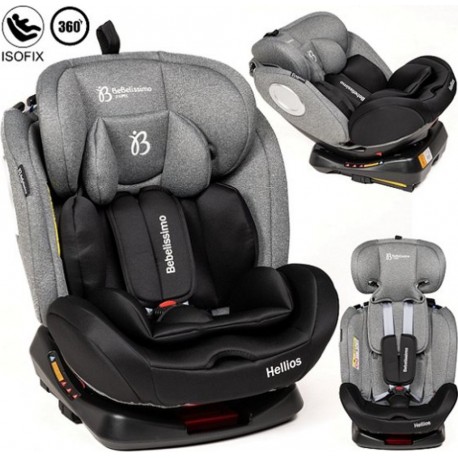 NC Bebelissimo Siège Auto Isofix Pivotant 360 ° Groupe 0+/1/2/3 (0-36Kg) Hellios Gris / Noir