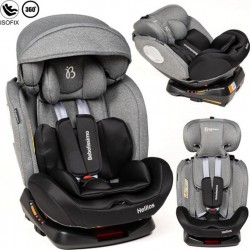 NC Bebelissimo Siège Auto Isofix Pivotant 360 ° Groupe 0+/1/2/3 (0-36Kg)- Hellios Plus Gris / Noir