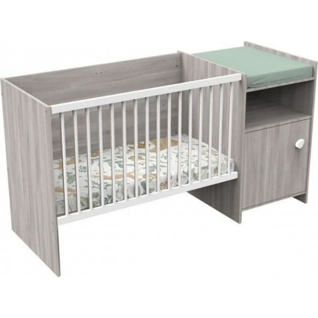 NC Lit Combiné Baby Price Up 120x60 Cm Evolutif En 90x190 Avec Porte Décor Chene Silex