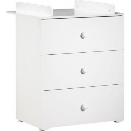 Baby Price New Basic Commode A Langer 3 Tiroirs Boutons Boule Blancs