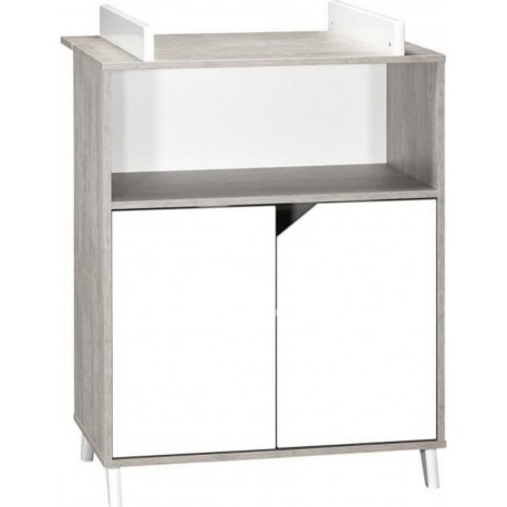 NC Babyprice Scandi Gris Commode 2 Portes Et 1 Niche