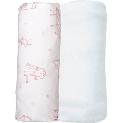 Blanc Avenue Bébé Lot De 2 Draps Housses Jersey 40x80 Cm Blanc/rose