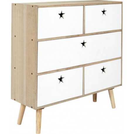 Commode 5 Tiroirs Enfant like A Star 70cm Blanc