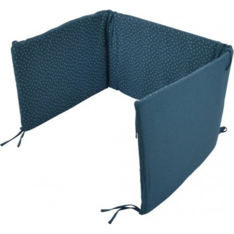 Tour De Lit Bébé coton 40x180cm Bleu Foncé