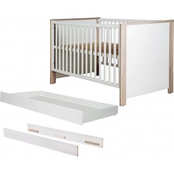 ROBA Set de lit bébé Olaf – Lit 70x140cm + Côtés de transformation + Tiroir de lit