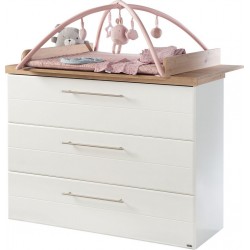 ROBA Commode Nele – Incl. table à langer amovible – Blanc / Chêne artisan