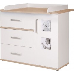 ROBA Commode Pia – Incl. table à langer – 2 cadres – Blanc / Décor chêne