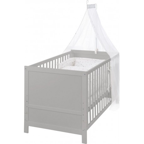 ROBA Lit Bébé Évolutif Complet Sternenzauber 70 x 140cm Textiles Inclus Gris