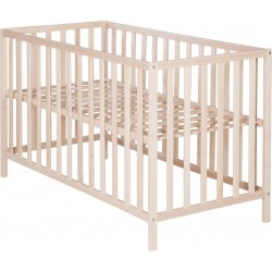 ROBA Lit Bébé Cosi 60 x 120cm Bois Hêtre Massif Réglable en Hauteur 3 Niveaux