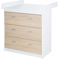 ROBA Commode Gabriella + Table à Langer Amovible 3 Tiroirs Bicolore