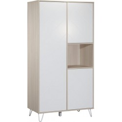 Armoire 3 Portes 1 Niche Happy Blanc Et Bois