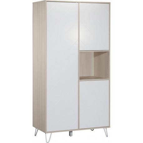 Armoire 3 Portes 1 Niche Happy Blanc Et Bois