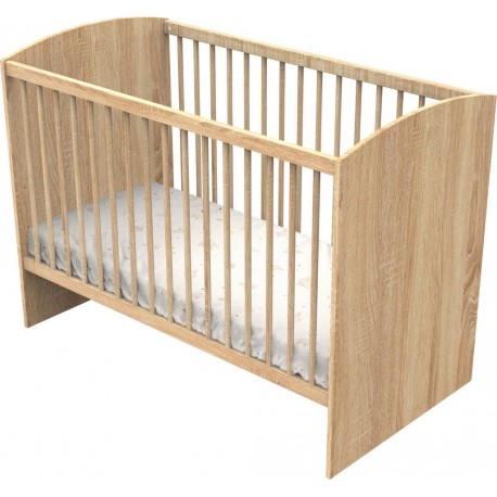 NC Lit Bébé 120 X 60 Avec Têtes De Lit Arrondies En Bois Décor Chêne Doré