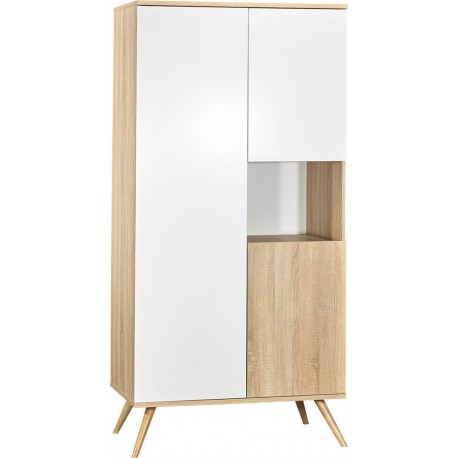 Armoire 3 Portes 1 Niche Seventies Bois Et Blanc