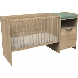 NC Lit Combiné 120x60 Évolutif En 90x190 Avec Porte Décor Chêne Doré