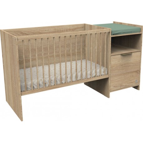 NC Lit Combiné 120x60 Évolutif En 90x190 Avec Porte Décor Chêne Doré