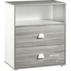 NC Babyprice Commode A Langer Smile Chene Silex 2 Tiroirs