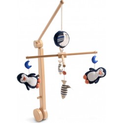 NC Mobile Musical En Bois Avec Jouets Pingouin