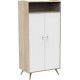 Armoire 2 Portes 1 Niche Access Blanc Et Bois