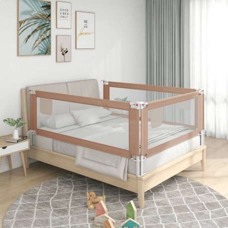 NC Barrière De Sécurité De Lit D'enfant Taupe 180x25 Cm Tissu Vidaxl