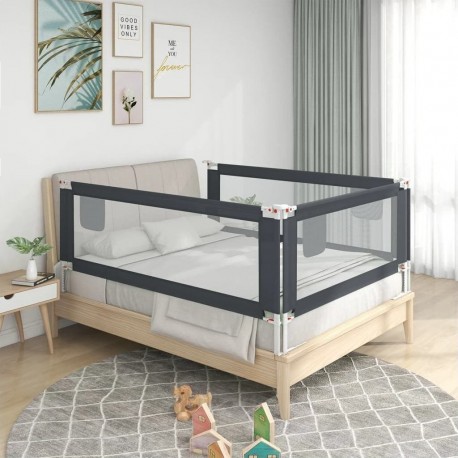 Barrière De Sécurité De Lit D'enfant Gris Foncé 140x25 Cm Tissu Vidaxl