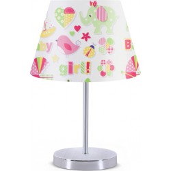 Lampe De Nuit 37 Cm. Blanc / Rose, Type E 27. Ip 2-0. Max 60 W