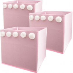 NC Ensemble De 3 Boîtes De Rangement Pour Enfants Avec Pink Pom