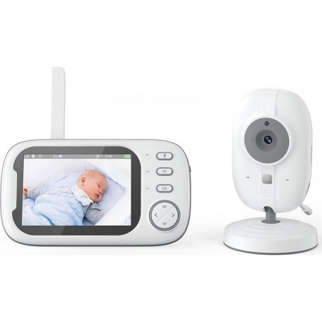 NC Babyphone Camera Vision Nocturne Écran 3.5 Pouces Alarme Température Lullabies Eu Plu