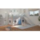 Lit Mezzanine Enfant Avec Toboggan Et Échelle | Pin | Venprodin | Blanc Mariné