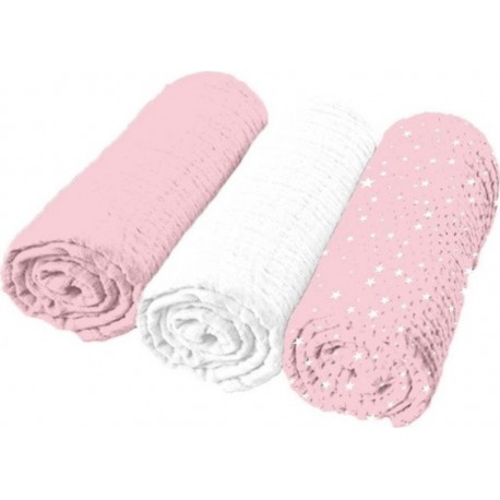 NC Lot De 3 Langes Bébé absorbant 70x70cm Rose