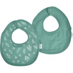 NC Lot De Deux Bavoirs Bebe En Gaze De Coton 22 X 27 Cm Vert