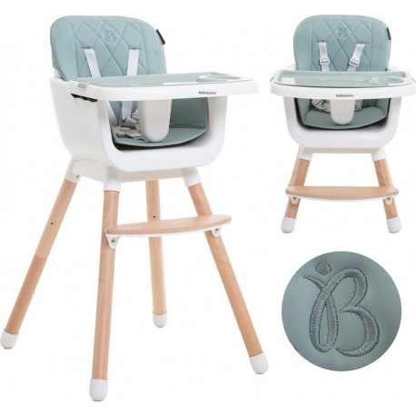 NC Bebelissimo Chaise Haute Bébé Évolutive Réglable En Bois 2 En 1 – 6 Mois Jusqu’à 5 Ans Vert