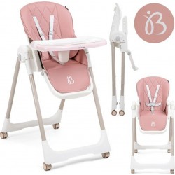 NC Bebelissimo Chaise Haute Évolutive Bébé Pliable Compacte Réglable Hauteur De 6 Mois À 3 Ans (15Kg) Rose