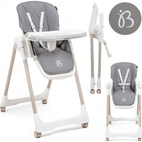 NC Bebelissimo Chaise Haute Évolutive Bébé Pliable Compacte Réglable Hauteur De 6 Mois À 3 Ans (15Kg) Gris