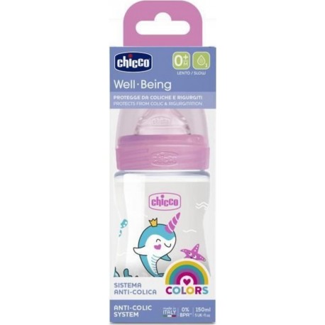 Silicone Chicco-biberon Bien-etre 150ml Tétine Flux Lent 0m+ Rose