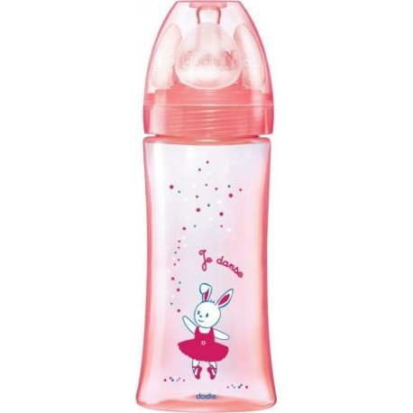 NC Dodie Biberon Anti Colique Initiation+ 330ml Rose Danseuse +6 M