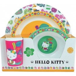 NC Hello Kitty Ensemble Repas Pour Enfant Une Assiette Ø 22 Cm, Un Bol Et Un Verre